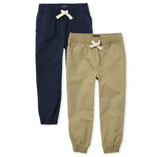 Pantalones Jogger para Niños The Children's Place, Color Flax/Tidal, Talla 8 Husky, Paquete de 2