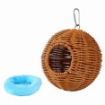 thumbnail image 4 of Nido colgante de ratán sintético para pájaros con cojín, hamaca de regalo, loro tejido a mano Un solo agujero azul, 4 of 9