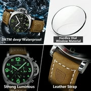 Poedagar Simple Leather Strap Men's Business Waterproof Luminous Calendar Chronograph Quartz Watch