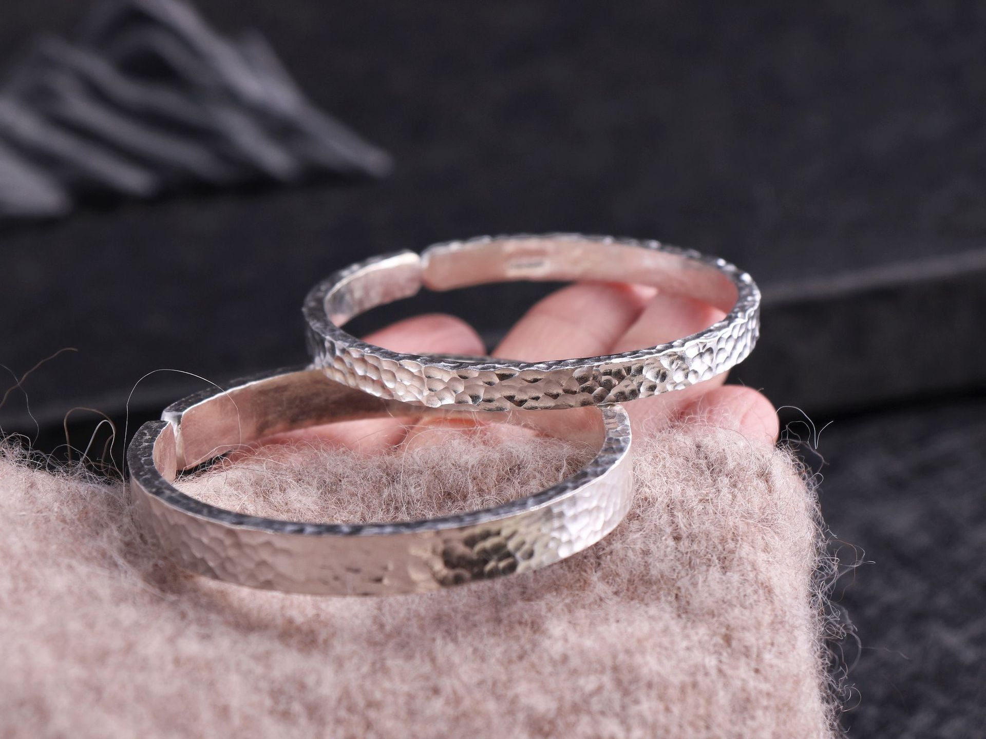 Wollet S999 Sterling Silver Couple Bangle Bracelet Snowflake