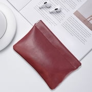 Taotanxi Genuine Leather Small Zipper Pouch Coin Purse for Women Change Holder for Men Size 4 x 6