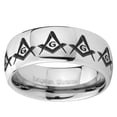thumbnail image 2 of Tungsten Masonic Square 8mm Mirror Gray Polished Dome Men Ring, 2 of 2