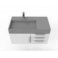 thumbnail image 3 of Amazon 36" White Wood Floating Vanity with Gray Left Top and Chrome Trim, 3 of 7