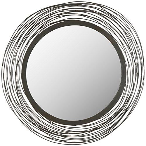 SAFAVIEH 13.7" Round Contemporary Wire Wall Mirror, Brown