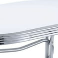 thumbnail image 3 of Loy 60 Inch Oval Dining Table, Glossy White Wood Top, Ribbed Chrome Apron, 3 of 5