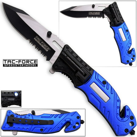 8in Tactical Police Rescue Flashlight Pocket Knife Spring Assisted Folding (Best Police Knife 2019)
