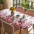 thumbnail image 3 of Pink Red Eucalyptus Leaves Table Cloths for 6 Foot Rectangle Tables, Watercolor Spring Summer Botanical Patio Waterproof Elastic Fitted Tablecloths, Washable Rectangular Table Cover for Camping, 3 of 8