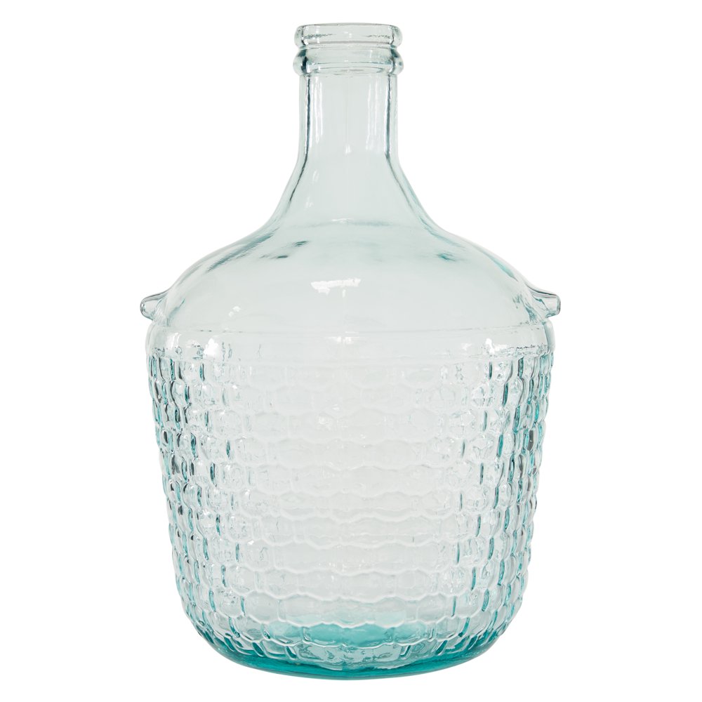 DecMode 10"W, 17"H Glass Farmhouse Vase, Blue, 1 Piece
