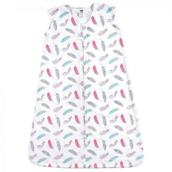 Hudson Baby Infant Girl Cotton Sleeveless Wearable Sleeping Bag, Sack, Blanket, Feathers, 0-6 Months