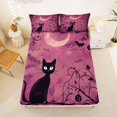 thumbnail image 5 of Homewish Halloween Black Cat Bed Sheets,Spooky Vine Print Full Size Sheets,Magenta Black,4pcs,1 Flat Sheet,1 Fitted Sheet and 2 Pillowcases, 5 of 6