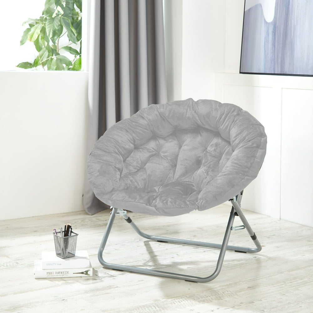 Urban Shop Micromink Oversized Moon Chair, Silver