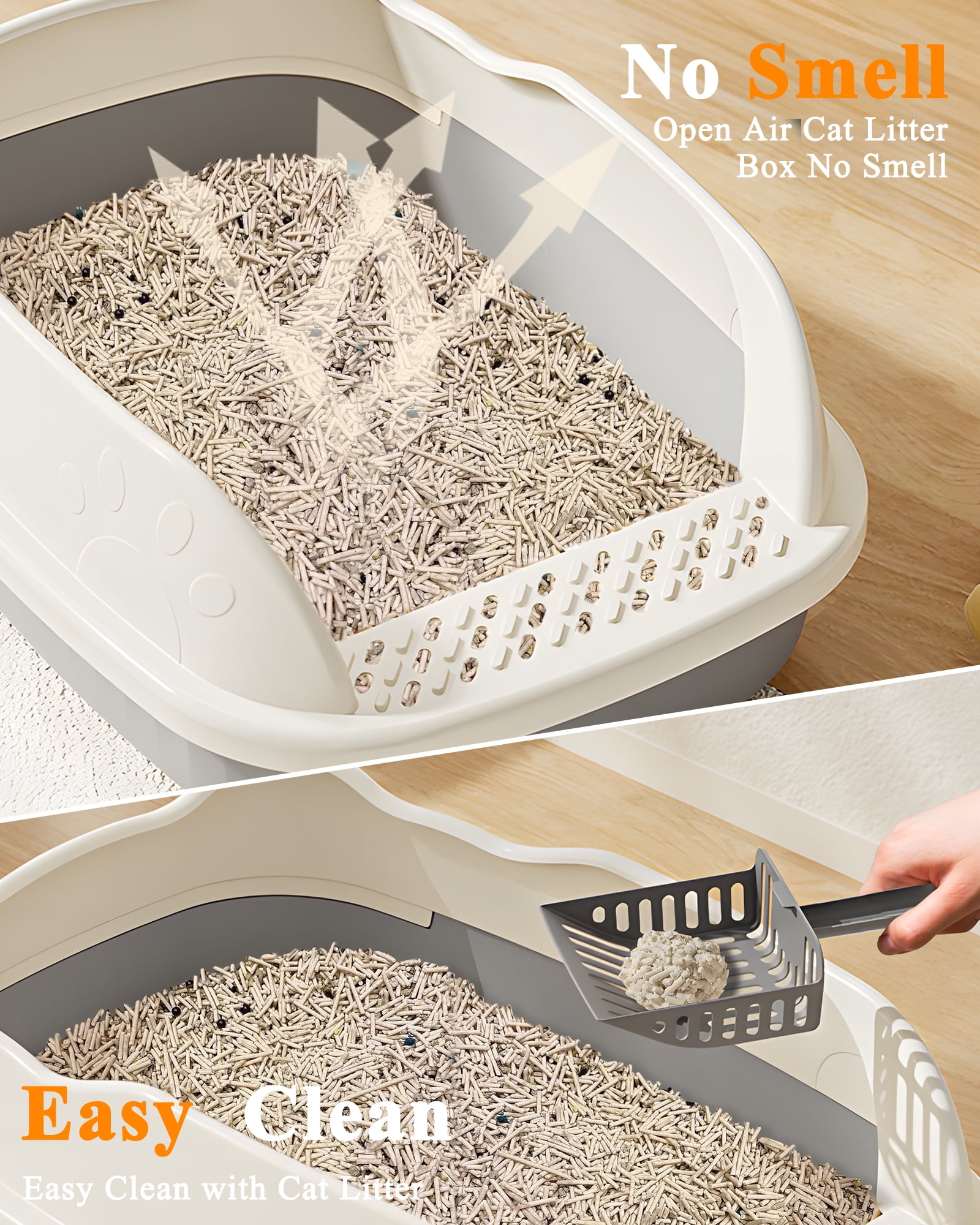 Cats Litter Box, Height Litter Box for Small and Large Animals, Easy Entry, Easy to Clean, Non Stick Smooth Surface