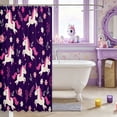 thumbnail image 3 of Manfei Kawaii Floral Unicorn Shower Curtain 72Wx72L,Dreamy Princess Animal Bathroom Curtain, 3 of 6
