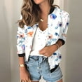 thumbnail image 3 of Womens Full Zip Bomber Jackets with Pockets Floral Print Long Sleeve Casual Fall Coat Outerwear Lightweight (S, Orange 01), 3 of 7
