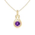 thumbnail image 1 of Angara Collier en Améthyste Naturelle - Pendentif Solitaire en Améthyste Ronde Nœud Infini en Or Jaune 14 K pour Femmes, 1 of 8