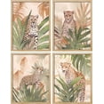 thumbnail image 2 of PixonSign Framed Wall Art Cheetah Cat Animal Safari Posters, Set of 4 Tropical Island Rainforest Monstera Leaf Palm Tree Leaf Illustrations, Adhesive Canvas Prints for Home Decor - 11"x14" Natural, 2 of 5