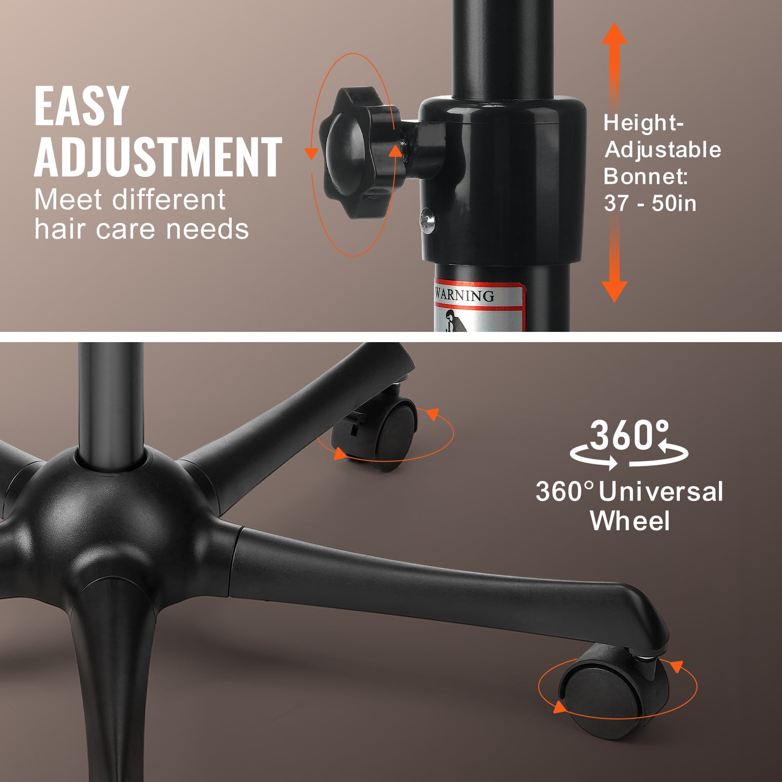 KFFKFF Hair Steamer with Two Functionalities, Hood Size of 11.81 inches, Stand with Variable Height & Timing Feature, 5-Wheel Base (2 Can Be Locked) for Improved Hair Treatment in Home
