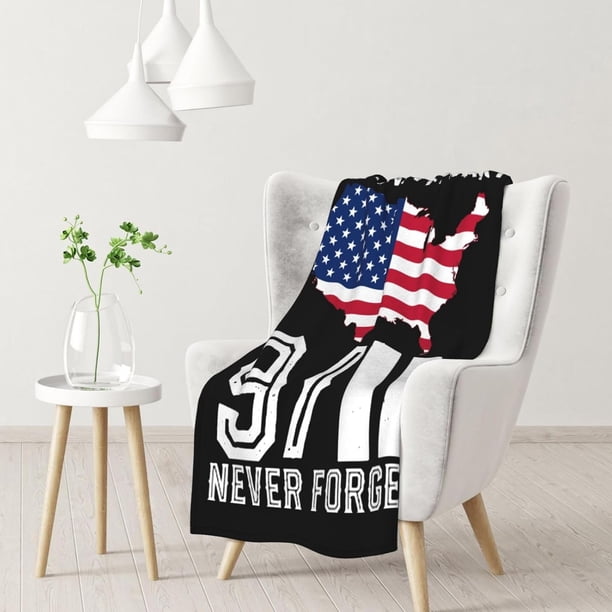 Manta de franela súper suave y cómoda para sillón, dormitorio y sofá, con el lema "Never Forget 23th Anniversary" del 911