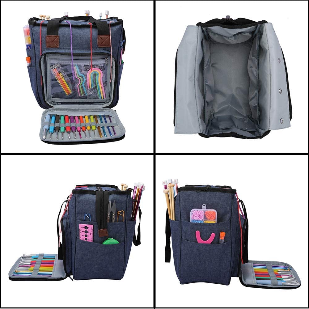 Large Capacity Yarn Storage Bag Portable Knitting Tote Bag Empty Crochet Organizer Yarn Bags