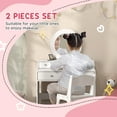 thumbnail image 4 of Qaba Kids Vanity Set, Children Dressing Table w/ Mirror and Stool, White, 4 of 9