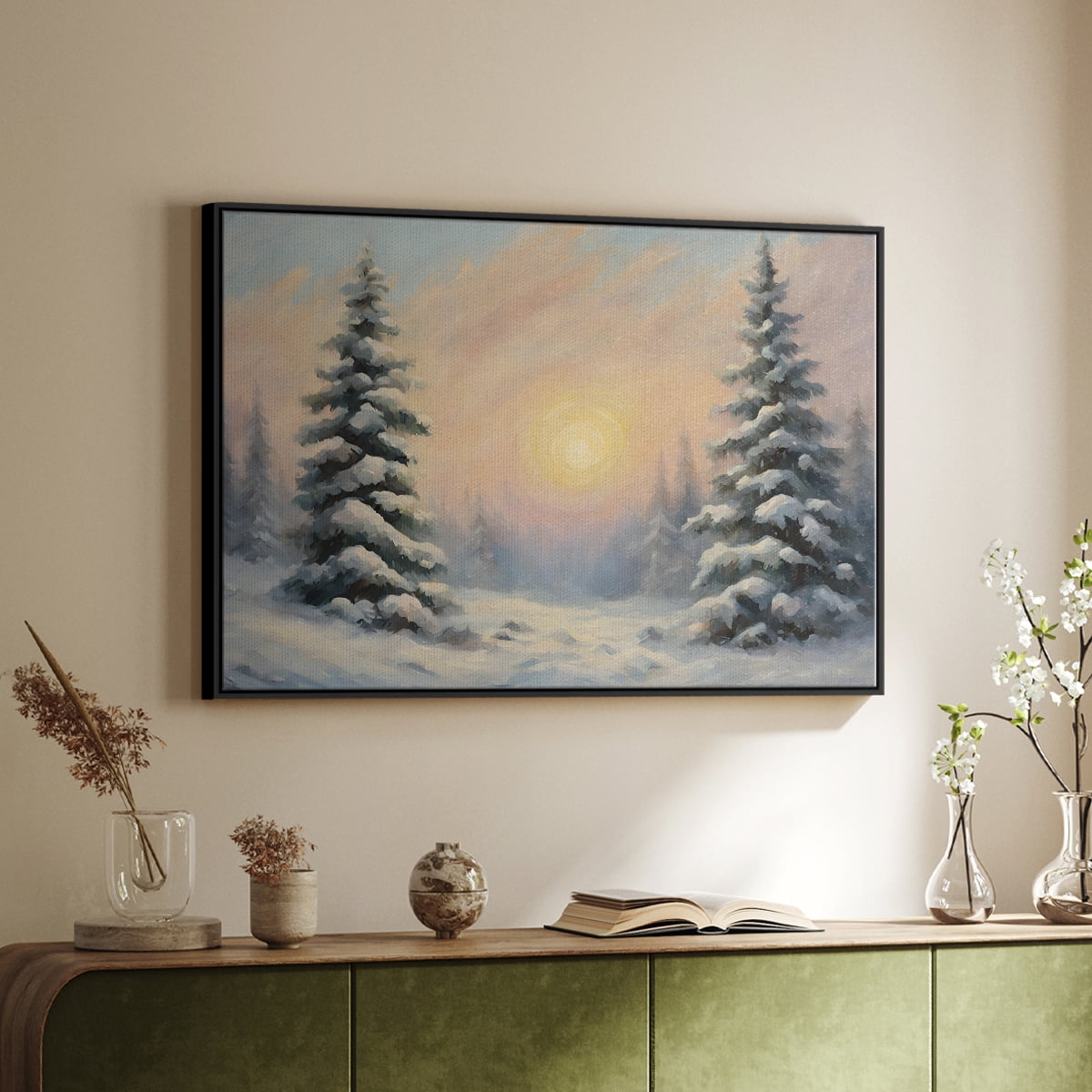 Vintage Landscape-CCIII By Wexford Home Framed in Black Wood Gallery Wrapped Canvas 17 in. x 25 in.