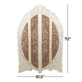 thumbnail image 4 of DecMode French Country Wood Foldable 4 Panel Room Divider Screen with Floral Carvings and Brown/White Distressed Finish, 62"W x 72"H, 4 of 11