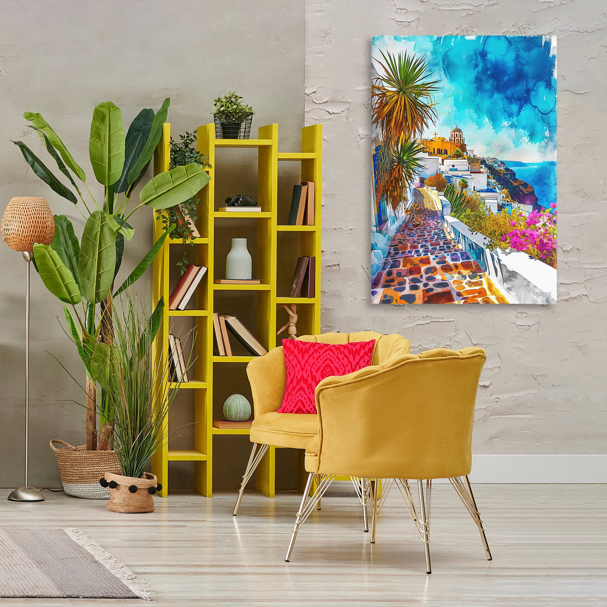 Stupell Industries Tropical Coastal Town Cities & Countries Painting Wrapped Canvas Art Print Wall Art, 30 x 45