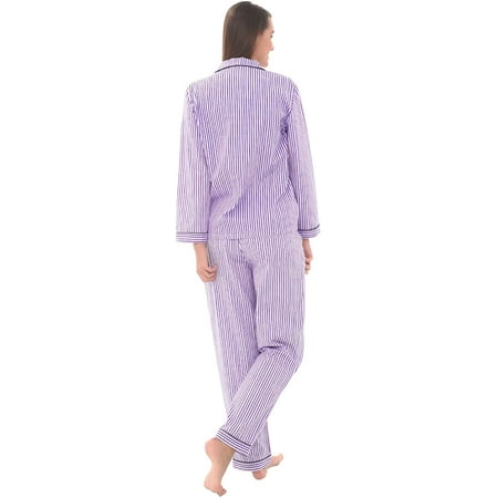 Women's Lightweight Button Down Pajama Set, Long Cotton Pjs | Walmart