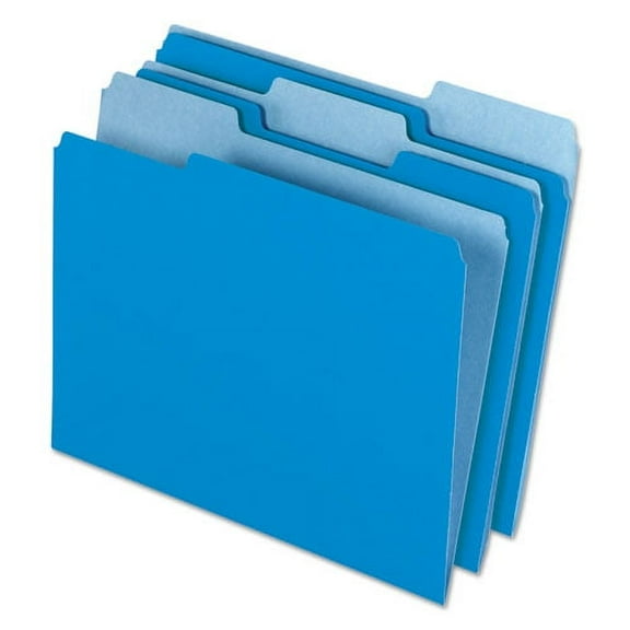 Pendaflex Interior File Folders, 1/3-Cut Tabs: Assorted, Letter Size, Blue, 100/Box