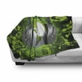 thumbnail image 3 of World Soft Flannel Fleece Throw Blanket, World of Music Themed Composition DJ Headphones Musical Notes and Earth Globe, Cozy Plush for Indoor and Outdoor Use, 50" x 70", Lime Green Grey, by Ambesonne, 3 of 6