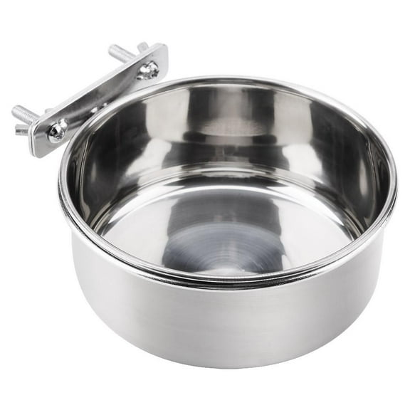LYUMO Stainless Steel Birds Feeding Cups Parrot Parakeet Food Water Feeding Bowl with Clamp Holder Bird Cage Accessory