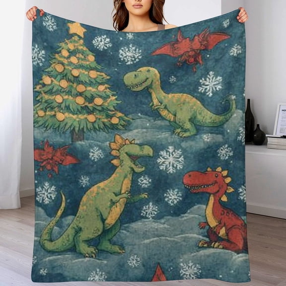 RKSupls Christmas Throw Blanket ,Cute Dinosaur Decorative Blanket for Home Bed Sofa Couch,60x80 in