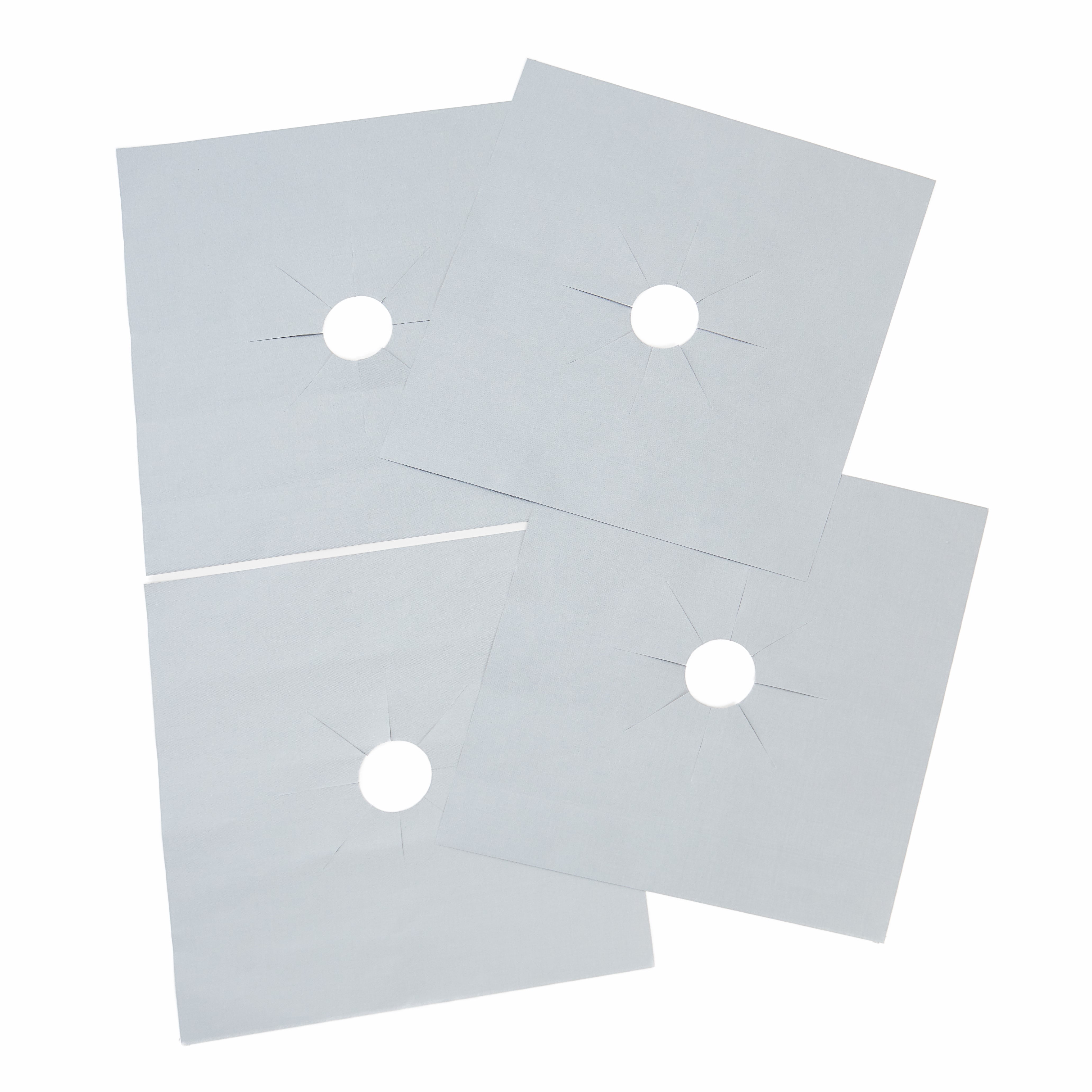 Silver Gas Range Stove Top Burner Protectors Reusable Covers Set of