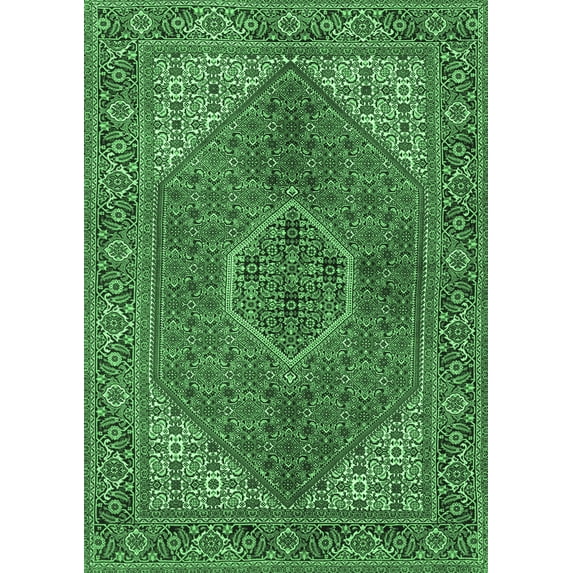 Ahgly Company Indoor Rectangle Persian Emerald Green Traditional Area Rugs, 5' x 7'