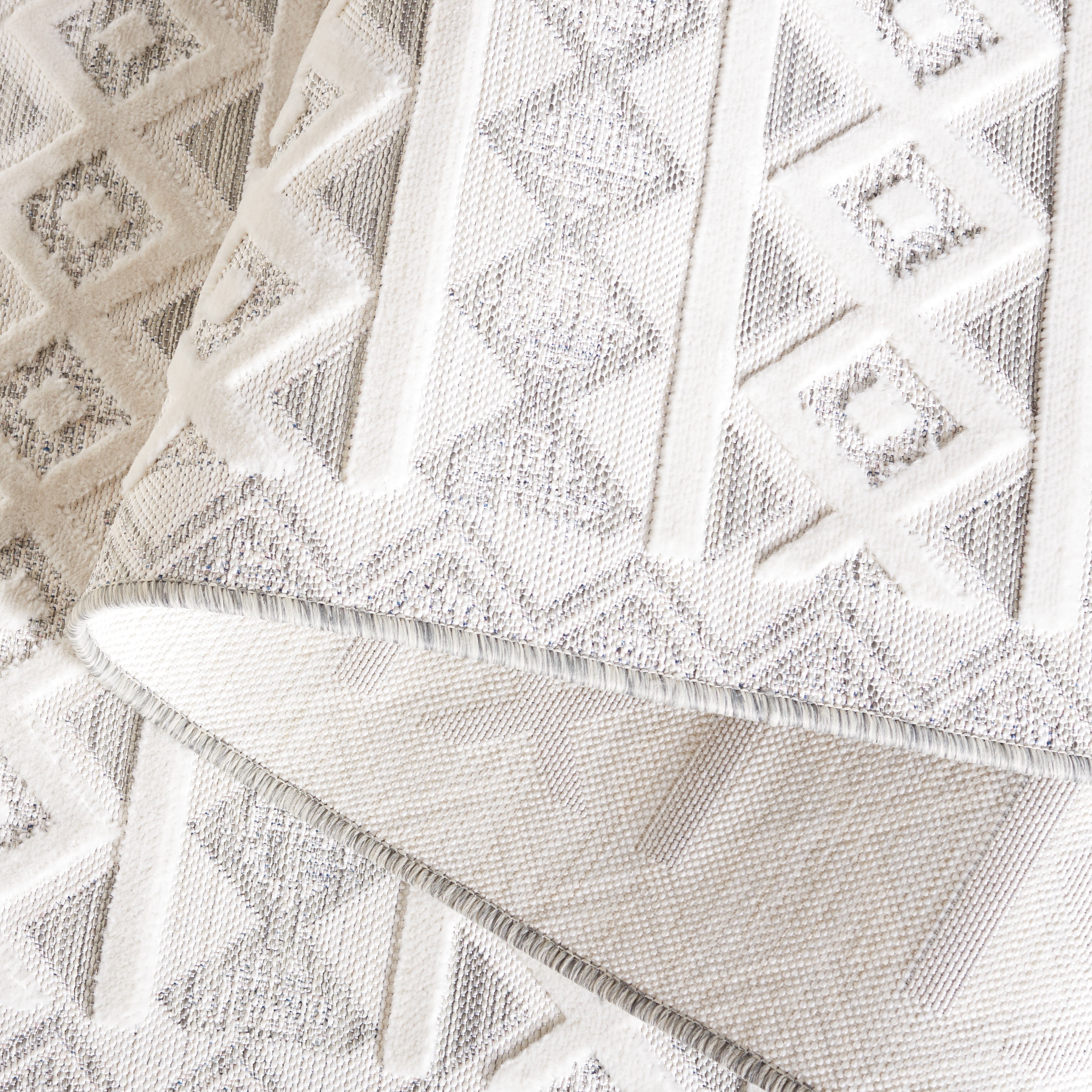 SAFAVIEH Cabana Ethan Geometric Indoor/Outdoor Area Rug, Grey/Ivory, 9' x 12'