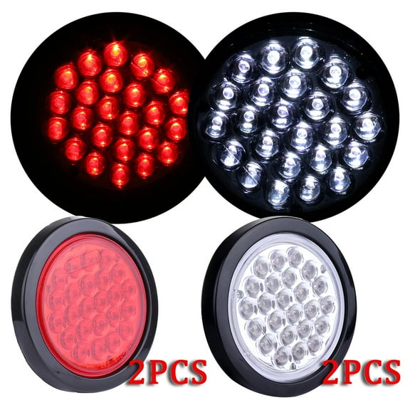 Scitoo fit for Boats Truck Trailer Pickups Universal Side Lights 2x 24LED Red/White Stop Turn Signal Tail Light Round Side Marker Clearance Lights Tail Lamps 12V Trailer Clearance Lights