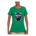 thumbnail image 2 of DJ Kitty Cat with Headphones | Womens Cat Lover Graphic T-Shirt, Kelly, X-Large, 2 of 3