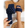 thumbnail image 2 of Women‘s Navy Blue Vacation Woven Strap Solid Color Slide Sandals With Braided Design, 2 of 7