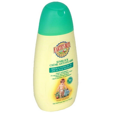 Earth's Best Organic SPF 30 Sunblock Creme, 4 oz