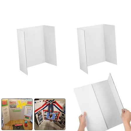 QZS Corrugated Presentation Boards,White Tri Fold Poster,Corrugated Presentation Board,Science Fair Display Tool for Fun Projects,Exhibitions and Business,3Pcs