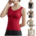 thumbnail image 2 of Gnshining Thermal Underwear Bra for Women Casual Sleeveless V Neck Tank Top Fall Seamless Solid Color Warm Bottoming Tops, 2 of 4