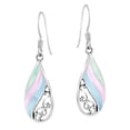 thumbnail image 4 of Swirl Rainbow Teardrop Multi-Blue Shell Sterling Silver Dangle Earings, 4 of 5