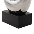 thumbnail image 5 of 10" x 21" Silver Ceramic Swirl Abstract Sculpture with Black Wooden Base, by DecMode, 5 of 14