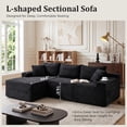 thumbnail image 4 of Aenkyo 106 Inch Corduroy L-Shaped Cloud Sectional Sofa with Reversible Chaise, Black, 4 of 10