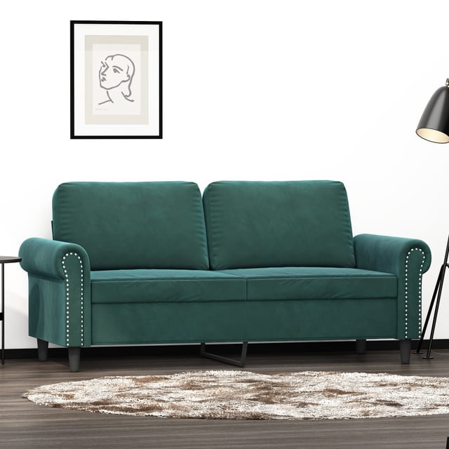 vidaXL Canapé 2 Places Vert Foncé 140 cm Velours