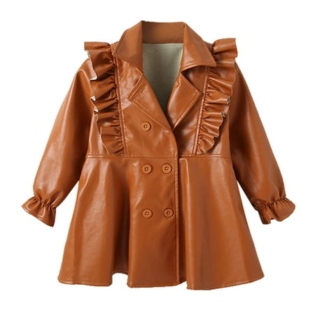

Qufokar Baby Winter Clothes Girl Coats Toddlers Toddler Child Kids Girls Patchwork Long Sleeve Pu Leather Dress Jacket Winter Coats Outer Outfits Clothes