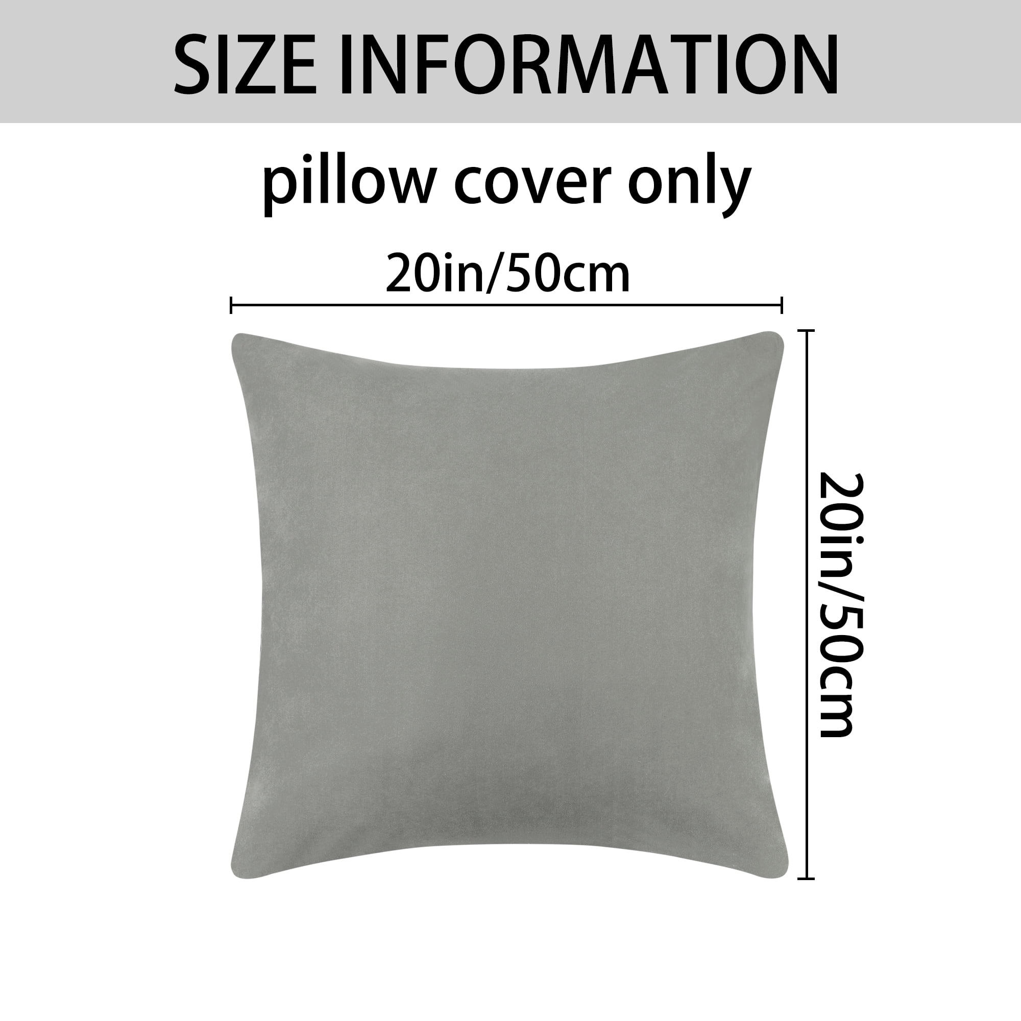 Unique Bargains 4 Pcs Solid Color Pillowcases Hidden Zipper Pillow Covers Gray 20" x 20"
