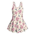 thumbnail image 4 of Uourmeti Girls' One Piece Skirted Swimsuit - Hummingbird & Pink Floral Print | Quick Dry, Stretchy Swim Dress for Beach & Pool Vacations, 4 of 8