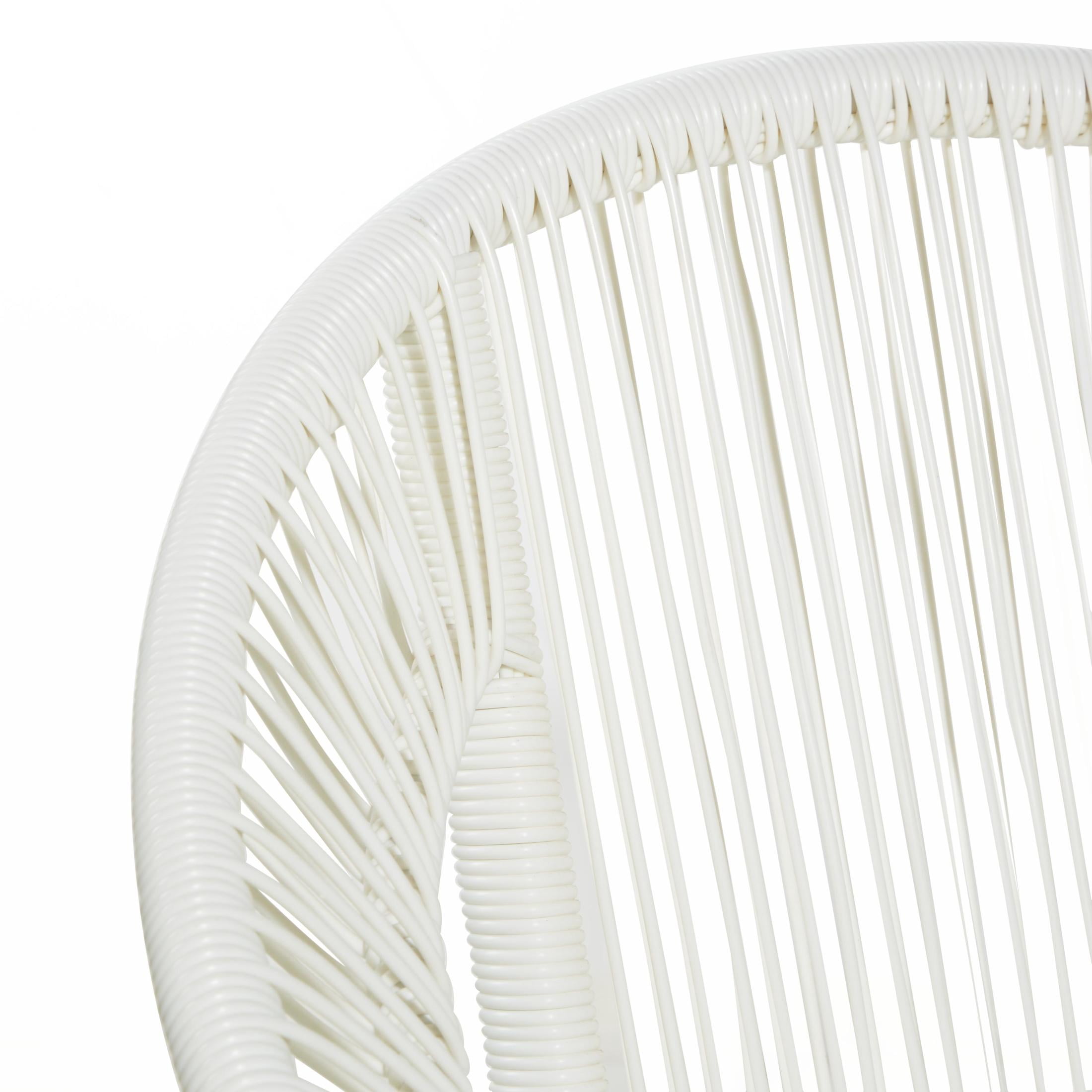 DecMode Plastic Rattan Outdoor Chair - White