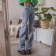 thumbnail image 3 of Pantalones vaqueros ajustados de mezclilla azul estéticos de los años 90 para mujer, pantalones vaqueros retro con parches de estrella de cinco puntas, pantalones rectos ajustados que combinan con tod, 3 of 4